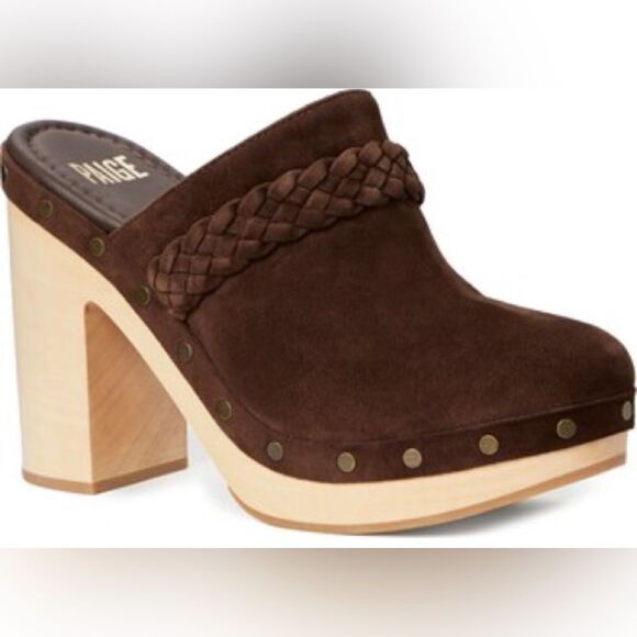 PAIGE ‘Alex’ Platform Clog in brown Suede with festival braided leather Size 11 - Picture 1 of 11